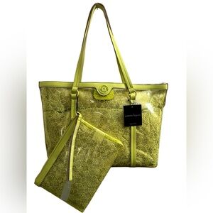 nanette lepore Tote Bag Clear and line with logo prints comes with zip pouch NWT